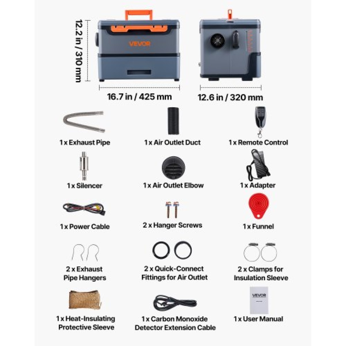 VEVOR Diesel Heater, 5-8KW DC 12V/24V, All in One Φορητός αερόθερμος ντίζελ με έλεγχο Bluetooth APP, τηλεχειριστήριο και οθόνη LCD, δεξαμενή καυσίμου 5 L για φορτηγά, φορτηγά, RV, τροχόσπιτα και γκαράζ