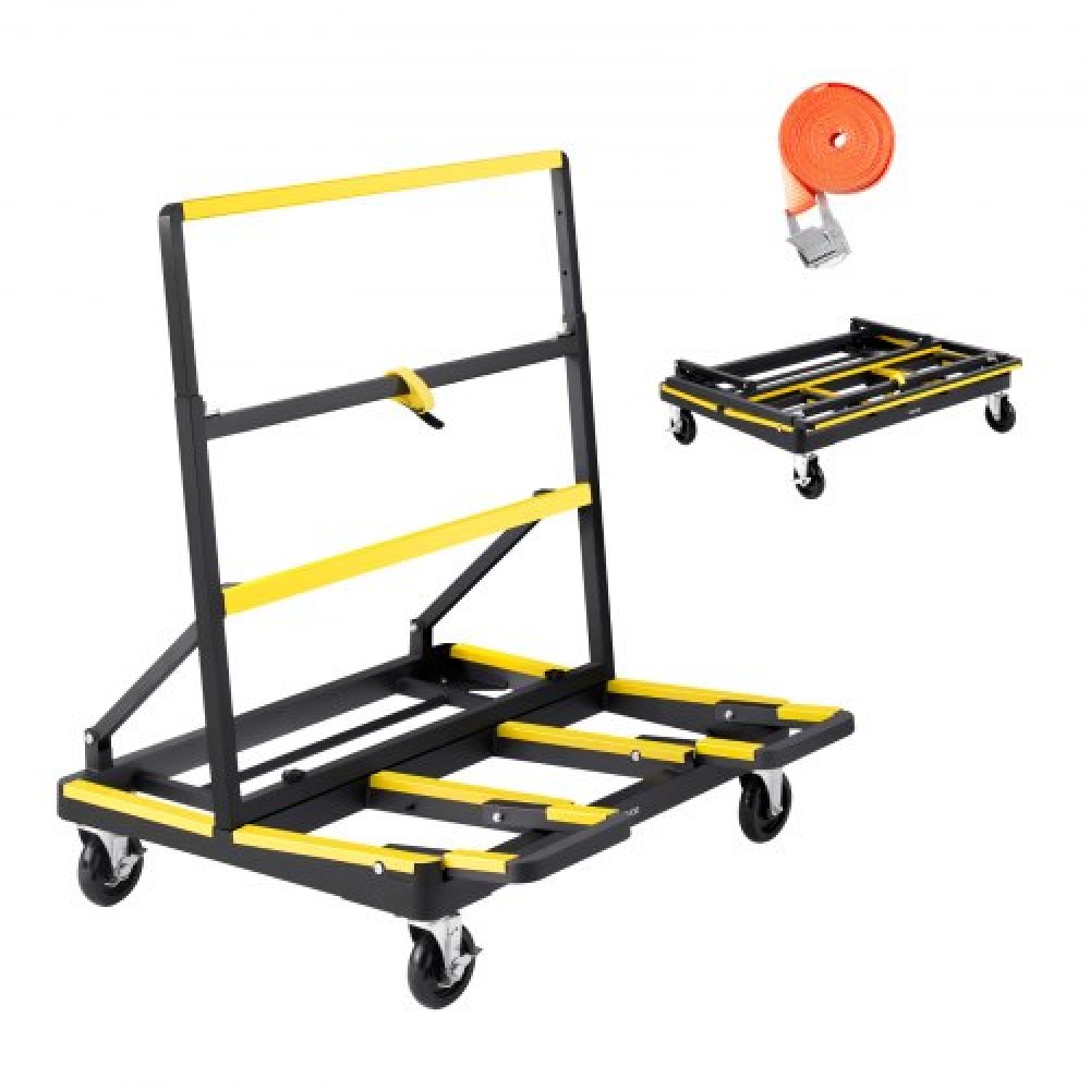 VEVOR Drywall Cart Dolly, χωρητικότητα φορτίου 816 kg, Dolly από ατσάλινο πάνελ με 4 περιστρεφόμενους τροχούς & επεκτεινόμενο κατάστρωμα, καρότσι φορτηγού με πτυσσόμενο πάνελ με ιμάντα πρόσδεσης για χειρισμό κόντρα πλακέ, γυψοσανίδα, γυαλί