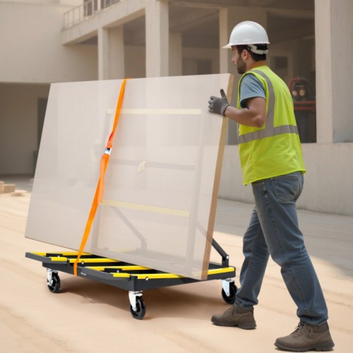 VEVOR Drywall Cart Dolly, χωρητικότητα φορτίου 816 kg, Dolly από ατσάλινο πάνελ με 4 περιστρεφόμενους τροχούς & επεκτεινόμενο κατάστρωμα, καρότσι φορτηγού με πτυσσόμενο πάνελ με ιμάντα πρόσδεσης για χειρισμό κόντρα πλακέ, γυψοσανίδα, γυαλί