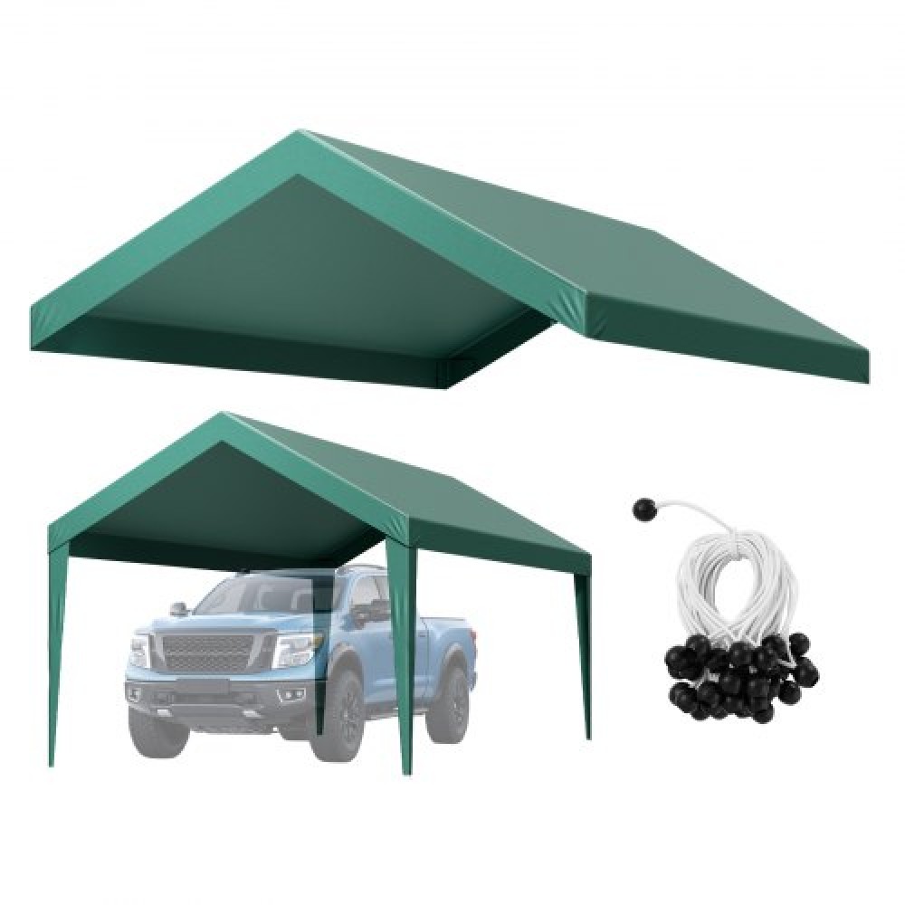 Ανταλλακτικό κουβούκλιο VEVOR, 3 x 6 m Tarp Tent Tent Garage Potable, Tarp για προστασία από την υπεριώδη ακτινοβολία και αδιάβροχο, κάλυμμα θύρας αυτοκινήτου βαρέως τύπου με μπάγκες, σκούρο πράσινο, πλαίσιο Δεν περιλαμβάνεται