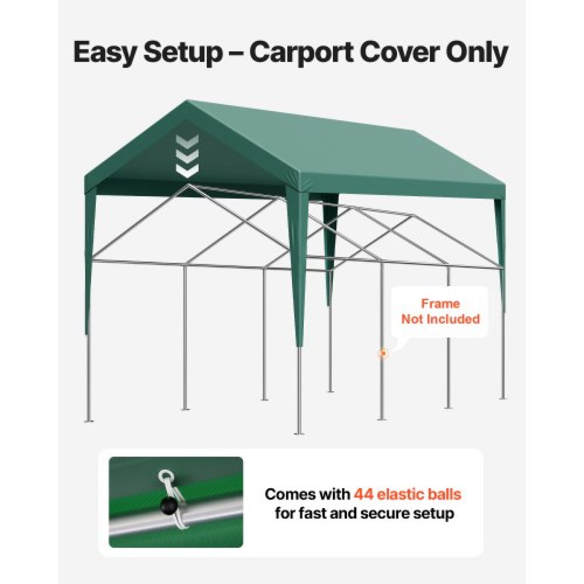 Ανταλλακτικό κουβούκλιο VEVOR, 3 x 6 m Tarp Tent Tent Garage Potable, Tarp για προστασία από την υπεριώδη ακτινοβολία και αδιάβροχο, κάλυμμα θύρας αυτοκινήτου βαρέως τύπου με μπάγκες, σκούρο πράσινο, πλαίσιο Δεν περιλαμβάνεται