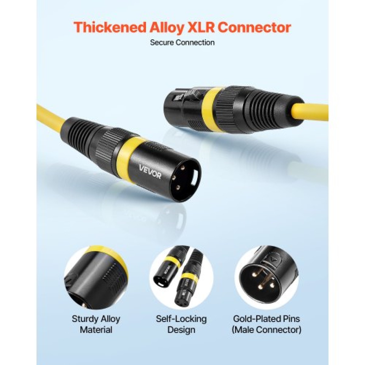 Καλώδιο VEVOR XLR 2 m, 10 Pack, Shielded Balanced DMX Καλώδια μικροφώνου αρσενικό σε θηλυκό, επίχρυσα καλώδια ηχείων μικροφώνου XLR 3 ακίδων, για φωτισμό σκηνής, μικρόφωνα, ενισχυτής, μίξερ, συστήματα ηχείων