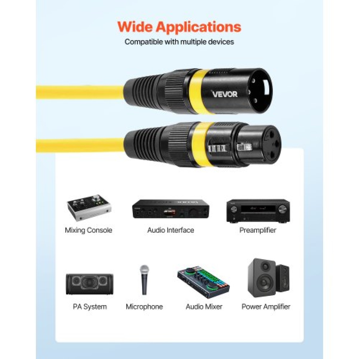 Καλώδιο VEVOR XLR 2 m, 10 Pack, Shielded Balanced DMX Καλώδια μικροφώνου αρσενικό σε θηλυκό, επίχρυσα καλώδια ηχείων μικροφώνου XLR 3 ακίδων, για φωτισμό σκηνής, μικρόφωνα, ενισχυτής, μίξερ, συστήματα ηχείων