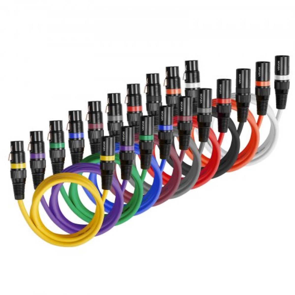 Καλώδιο VEVOR XLR 2 m, 10 Pack, Shielded Balanced DMX Καλώδια μικροφώνου αρσενικό σε θηλυκό, επίχρυσα καλώδια ηχείων μικροφώνου XLR 3 ακίδων, για φωτισμό σκηνής, μικρόφωνα, ενισχυτής, μίξερ, συστήματα ηχείων