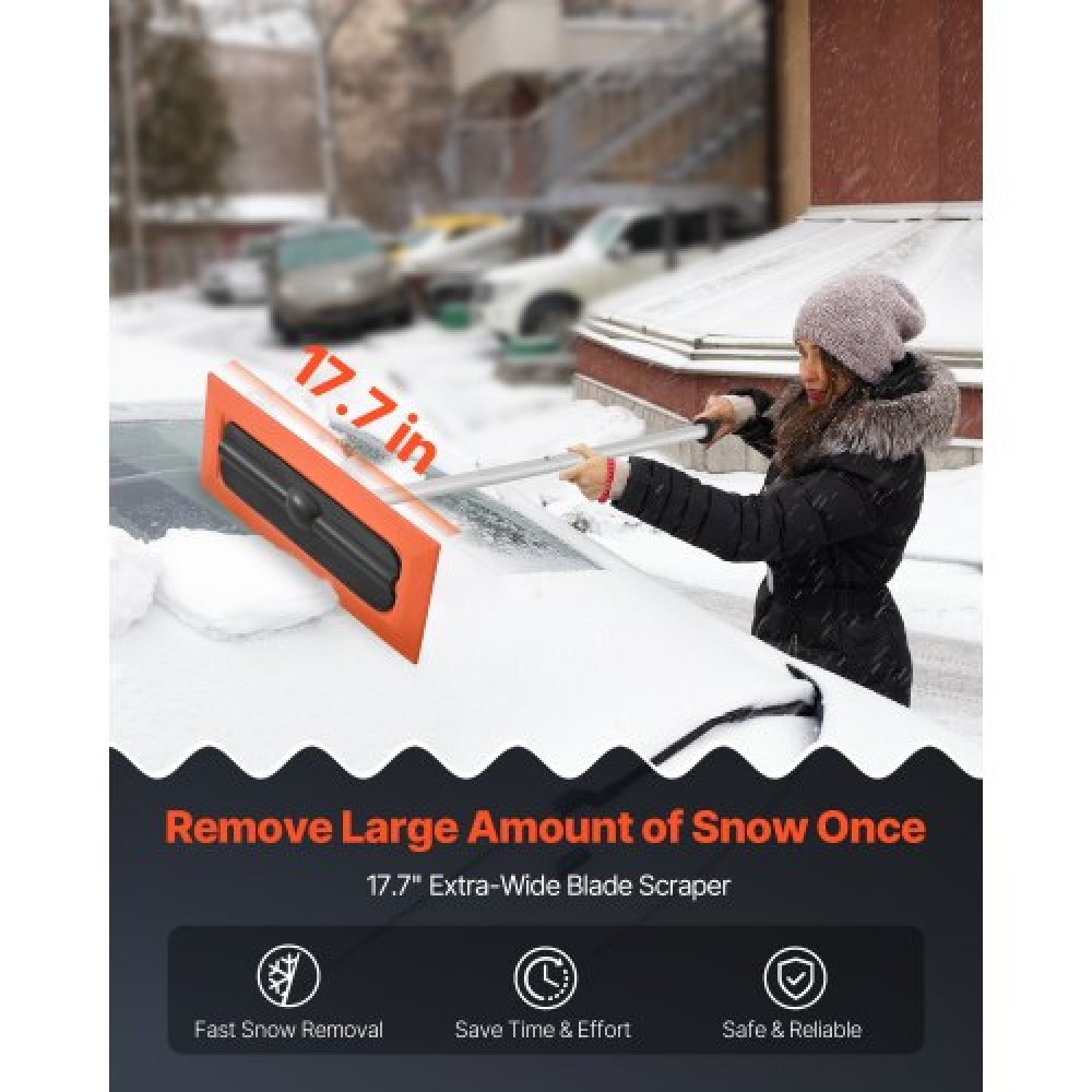 VEVOR Snow Roof Rake, 1,2m Long Reach Roof Snow Snow Scraper, 45cm Λεπίδα αφρού για χωρίς γρατσουνιές, Αντιολισθητική λαβή, Ελαφρύ εργαλείο αφαίρεσης χιονιού για καθαρισμό υπολειμμάτων από ταράτσα γκαράζ οχημάτων