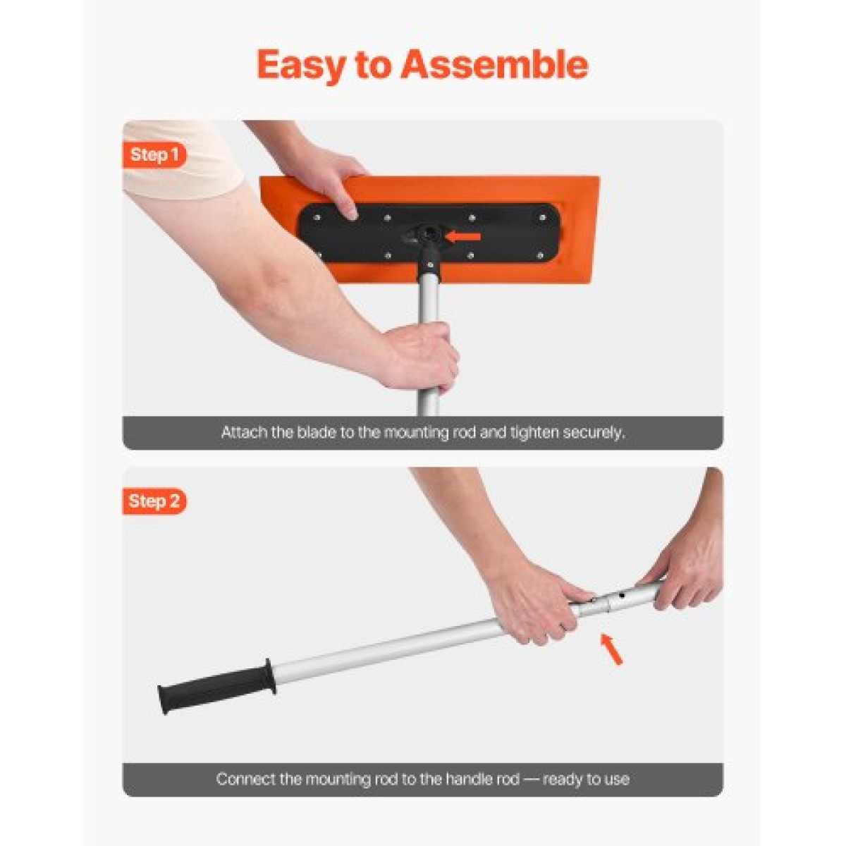 VEVOR Snow Roof Rake, 1,2m Long Reach Roof Snow Snow Scraper, 45cm Λεπίδα αφρού για χωρίς γρατσουνιές, Αντιολισθητική λαβή, Ελαφρύ εργαλείο αφαίρεσης χιονιού για καθαρισμό υπολειμμάτων από ταράτσα γκαράζ οχημάτων