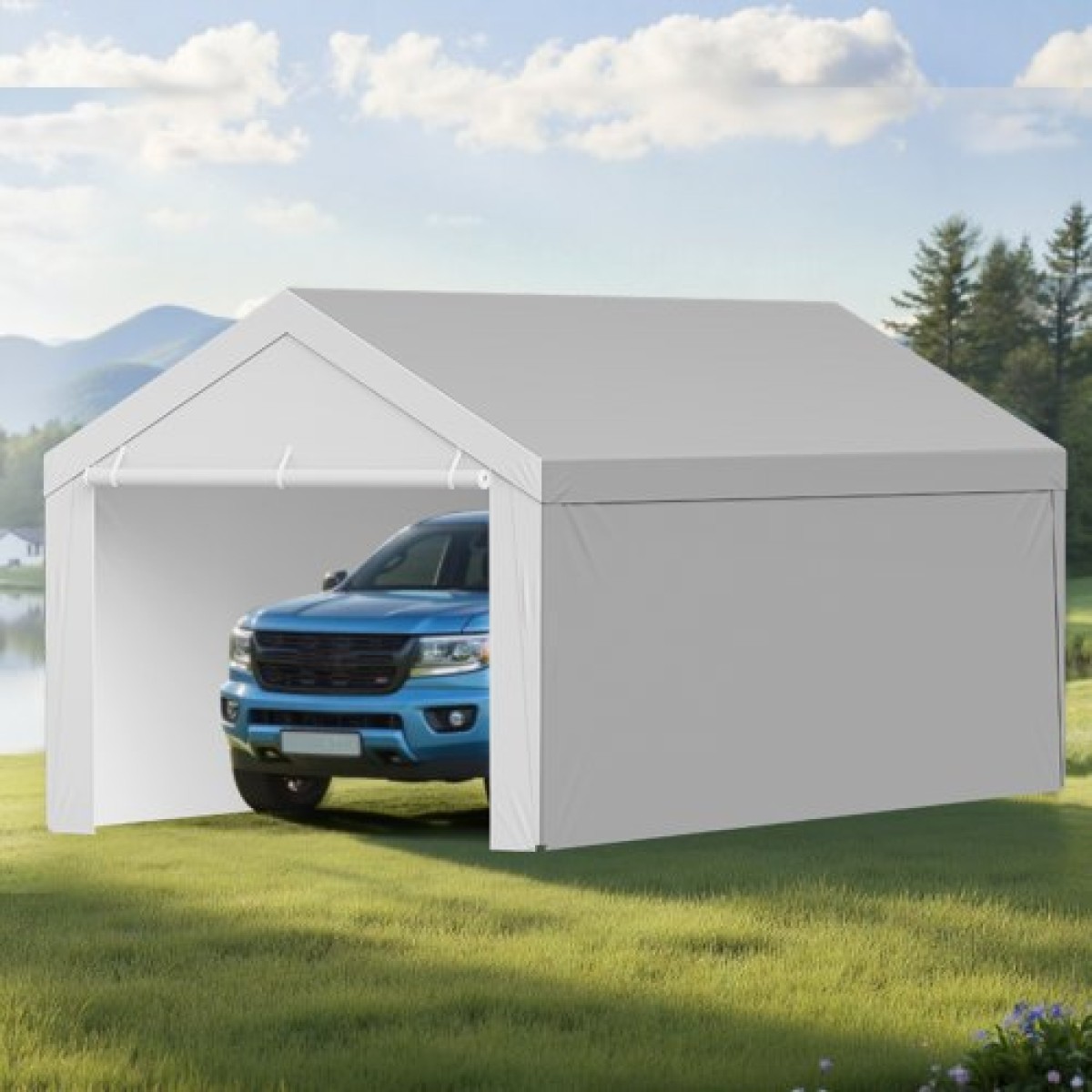 Ανταλλακτικό κουβούκλιο VEVOR, 3,6 x 6 m Tarp για πόσιμο γκαράζ με πλαϊνά τοιχώματα, ανθεκτικό στην υπεριώδη ακτινοβολία & αδιάβροχο, βαρέως τύπου τάπα για σκέπαστρο αυτοκινήτου με μπάγκες, γκρι, πλαίσιο δεν περιλαμβάνεται