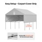 Ανταλλακτικό κουβούκλιο VEVOR Carport, 6 x 6 m Tarp για πόσιμο γκαράζ με πλάγια τοιχώματα, ανθεκτικό στην υπεριώδη ακτινοβολία & αδιάβροχο, βαρέως τύπου σκέπαστρο αυτοκινήτου με μπάγκες, γκρι, πλαίσιο δεν περιλαμβάνεται