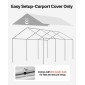 Ανταλλακτικό κουβούκλιο VEVOR, 3 x 6 m Tarp Tent Tent Garage Potable, Tarp για προστασία από την υπεριώδη ακτινοβολία και αδιάβροχο, κάλυμμα θύρας αυτοκινήτου βαρέως τύπου με μπάγκες, γκρι, πλαίσιο Δεν περιλαμβάνεται