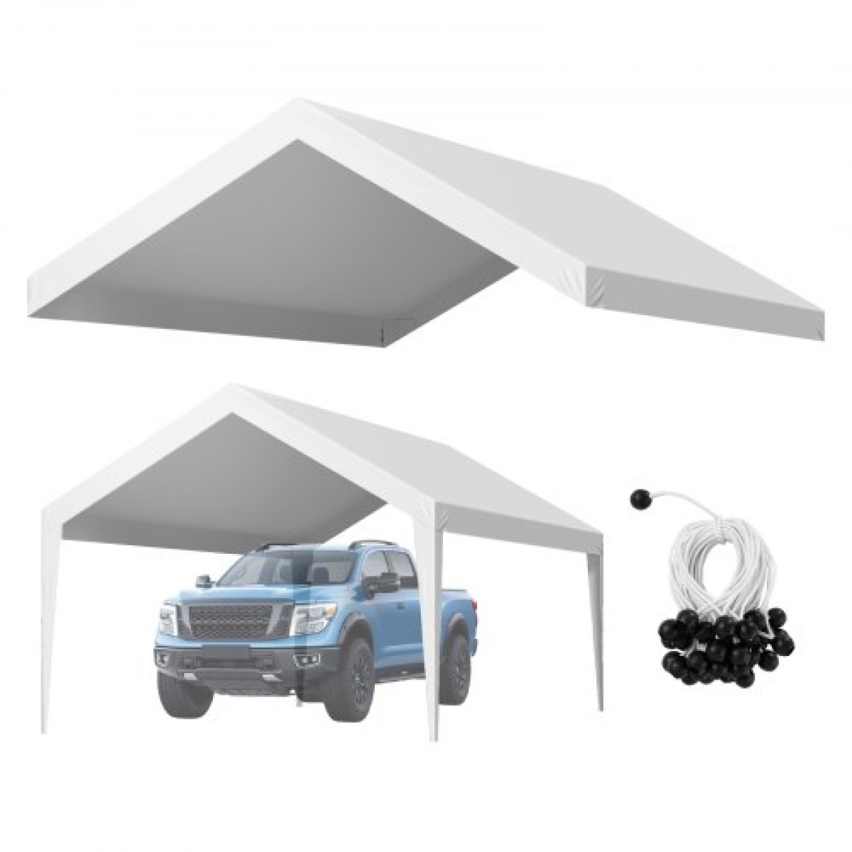 Ανταλλακτικό κουβούκλιο VEVOR, 3,6 x 6 m Tarp Tent Tent Potable Garage, Tarp για προστασία από την υπεριώδη ακτινοβολία & αδιάβροχο, κάλυμμα θύρας αυτοκινήτου βαρέως τύπου με μπάγκες, λευκό, πλαίσιο Δεν περιλαμβάνεται