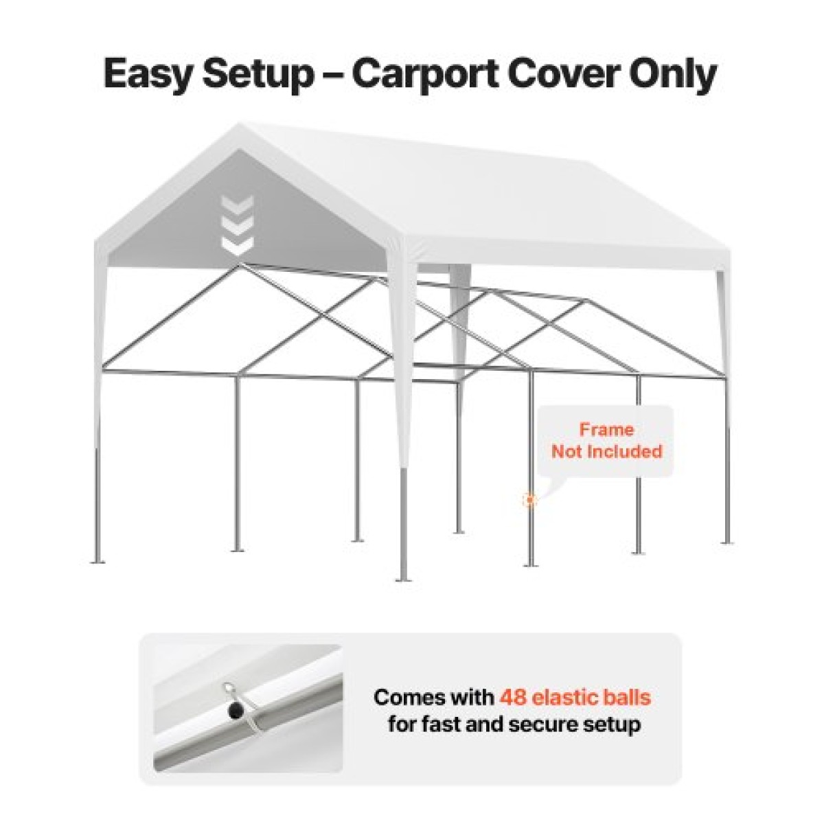 Ανταλλακτικό κουβούκλιο VEVOR, 3,6 x 6 m Tarp Tent Tent Potable Garage, Tarp για προστασία από την υπεριώδη ακτινοβολία & αδιάβροχο, κάλυμμα θύρας αυτοκινήτου βαρέως τύπου με μπάγκες, λευκό, πλαίσιο Δεν περιλαμβάνεται