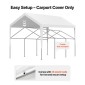 Ανταλλακτικό κουβούκλιο VEVOR, 3,6 x 6 m Tarp Tent Tent Potable Garage, Tarp για προστασία από την υπεριώδη ακτινοβολία & αδιάβροχο, κάλυμμα θύρας αυτοκινήτου βαρέως τύπου με μπάγκες, λευκό, πλαίσιο Δεν περιλαμβάνεται