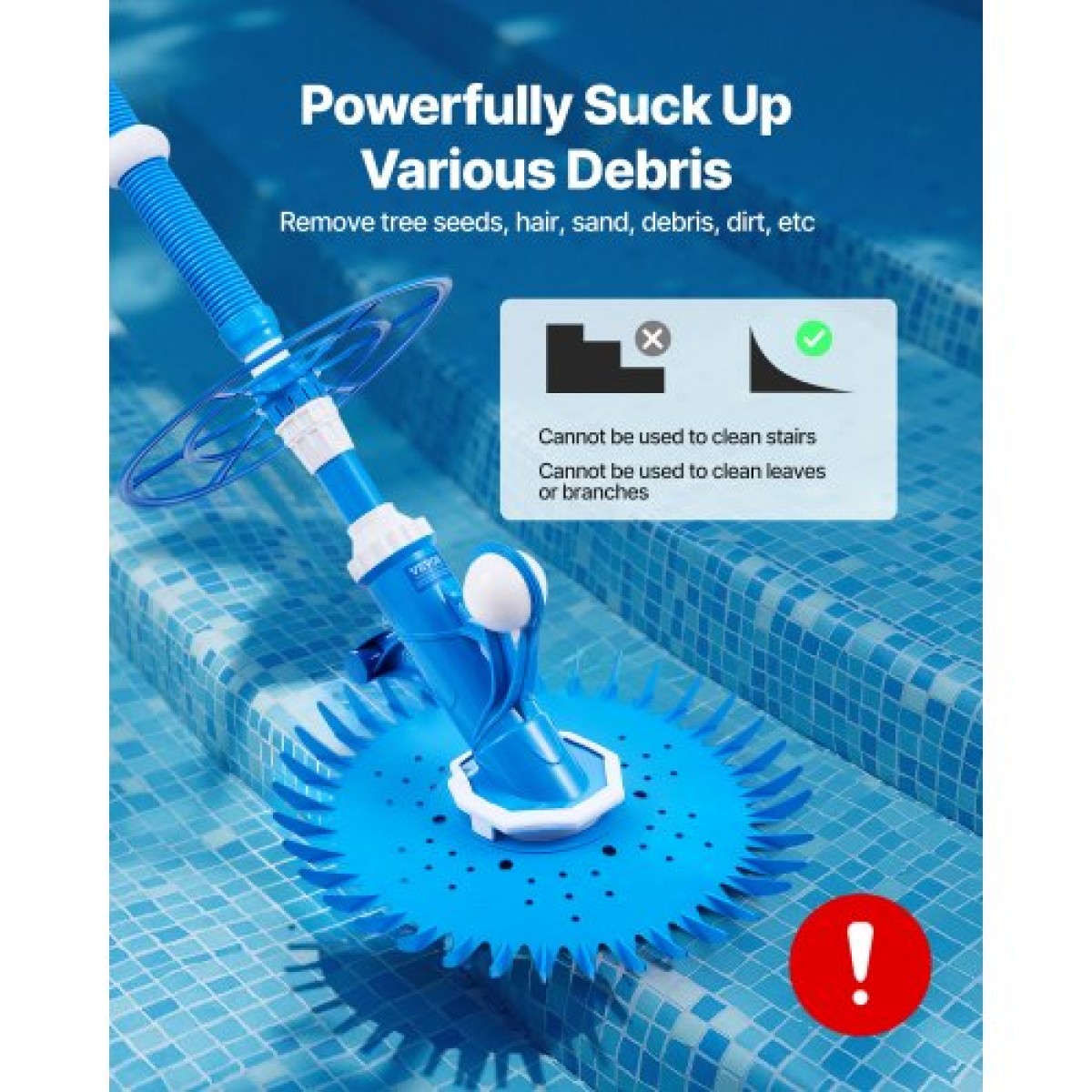 VEVOR Suction Pool Cleaner, Automatic Pool Vacuum Cleaner, Suction Side Automatic Pool Cleaner, Suction Vacuum Pool Sweeper with 12 Holes, for In-Sound and Overground Pool Up to 609,6 x 1066,8 cm