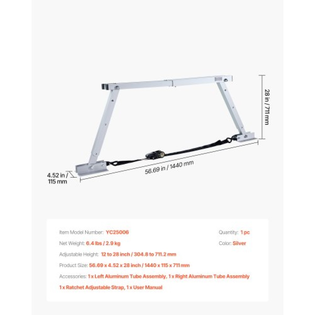 VEVOR Universal RV Stabilizer, RV Bumper Stabilizer για ρυμουλκούμενα, τροχόσπιτα, πέμπτος τροχός, συμπαγής αναδιπλούμενος σχεδιασμός για εύκολη αποθήκευση, ρυθμιζόμενο ύψος από 304,8 mm έως 711,2 mm, μείωση ταλάντωσης RV, 1 πακέτο