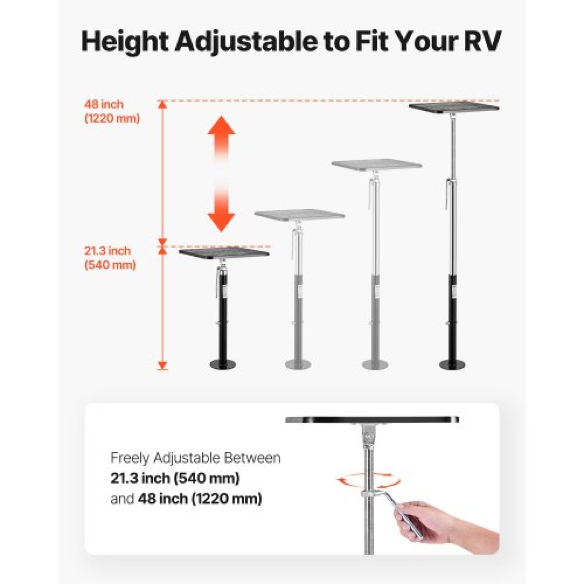 VEVOR RV Slide Out Support Jack, 2 PCS Camper Slide-Out Leveling Jack, Powder-coated Steel Jack Support for RV, Camper, Travel Trailer, Υποστηρίζει Έως 453,59kg, Ρυθμιζόμενο από 541,02 έως 48 1219,2mm