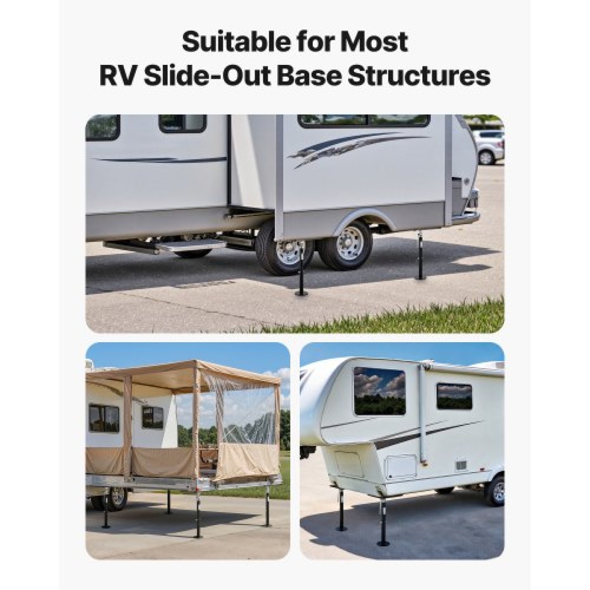 VEVOR RV Slide Out Support Jack, 2 PCS Camper Slide-Out Leveling Jack, Powder-coated Steel Jack Support for RV, Camper, Travel Trailer, Υποστηρίζει Έως 453,59kg, Ρυθμιζόμενο από 541,02 έως 48 1219,2mm