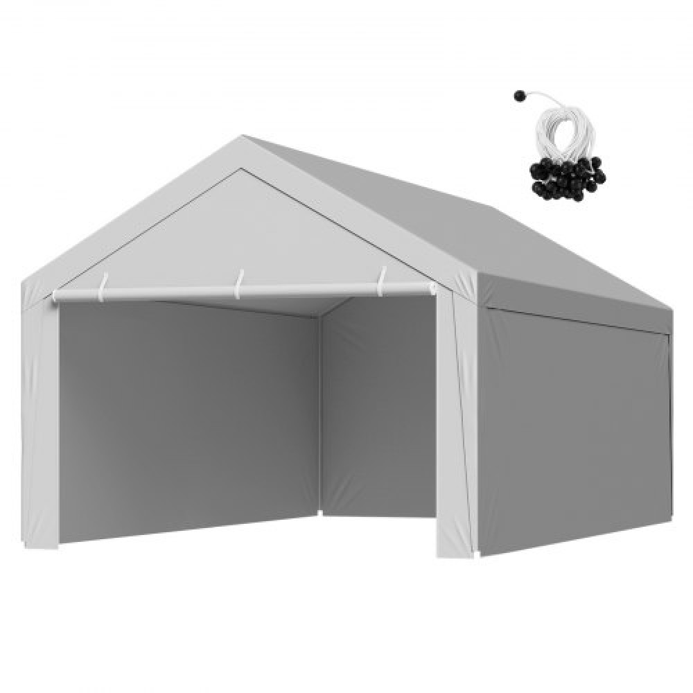 Ανταλλακτικό κουβούκλιο VEVOR Carport, 6 x 4 m Tarp για πόσιμο γκαράζ με πλάγια τοιχώματα, ανθεκτικό στην υπεριώδη ακτινοβολία & αδιάβροχο, βαρέως τύπου σκέπαστρο αυτοκινήτου με μπάγκες, γκρι, πλαίσιο δεν περιλαμβάνεται
