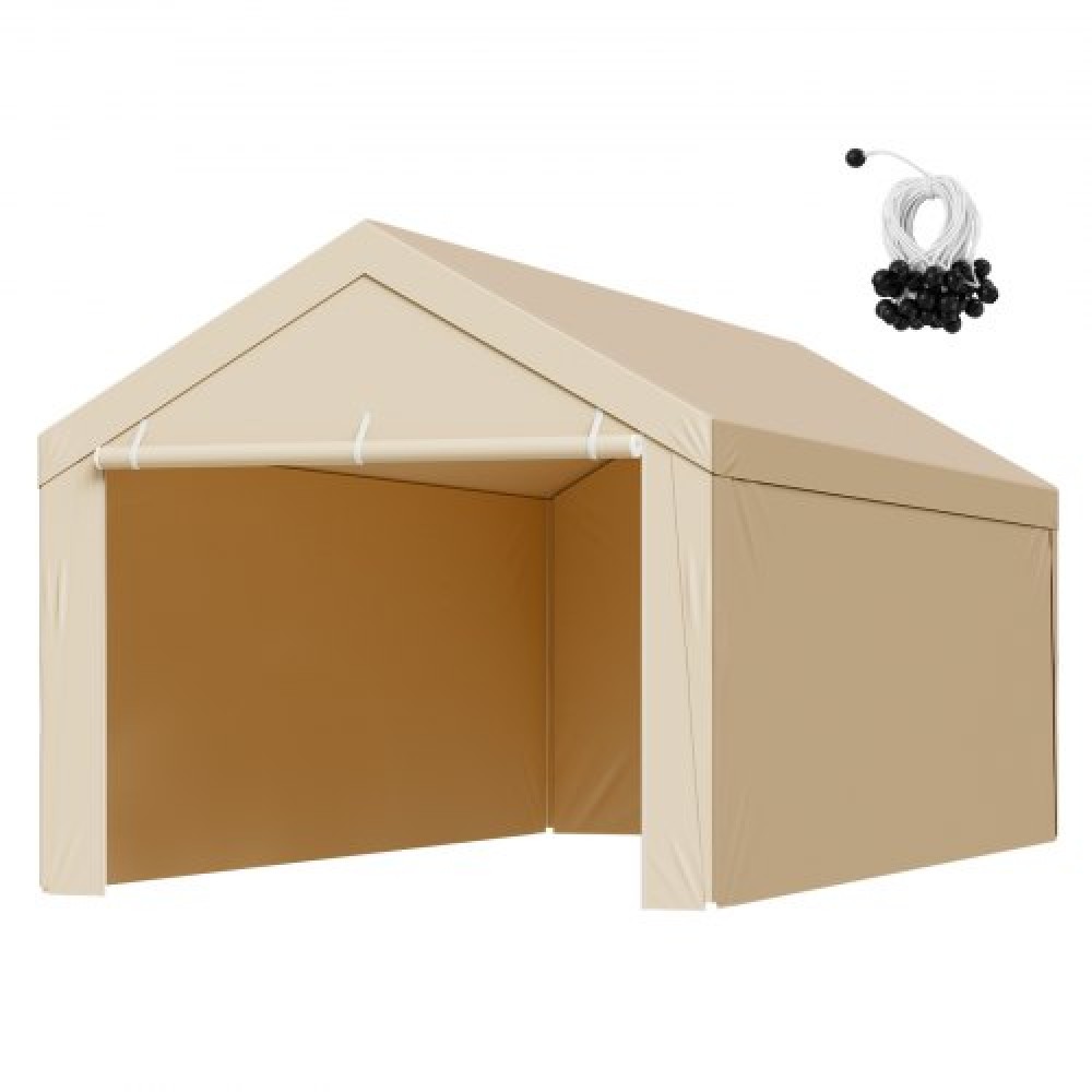Ανταλλακτικό κουβούκλιο VEVOR Carport, 3 x 6 m Tarp για πόσιμο γκαράζ με πλάγια τοιχώματα, ανθεκτικό στην υπεριώδη ακτινοβολία & αδιάβροχο, βαρέως τύπου σκέπαστρο αυτοκινήτου με μπάγκες, μπεζ, πλαίσιο Δεν περιλαμβάνεται
