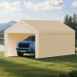 Ανταλλακτικό κουβούκλιο VEVOR Carport, 3 x 6 m Tarp για πόσιμο γκαράζ με πλάγια τοιχώματα, ανθεκτικό στην υπεριώδη ακτινοβολία & αδιάβροχο, βαρέως τύπου σκέπαστρο αυτοκινήτου με μπάγκες, μπεζ, πλαίσιο Δεν περιλαμβάνεται