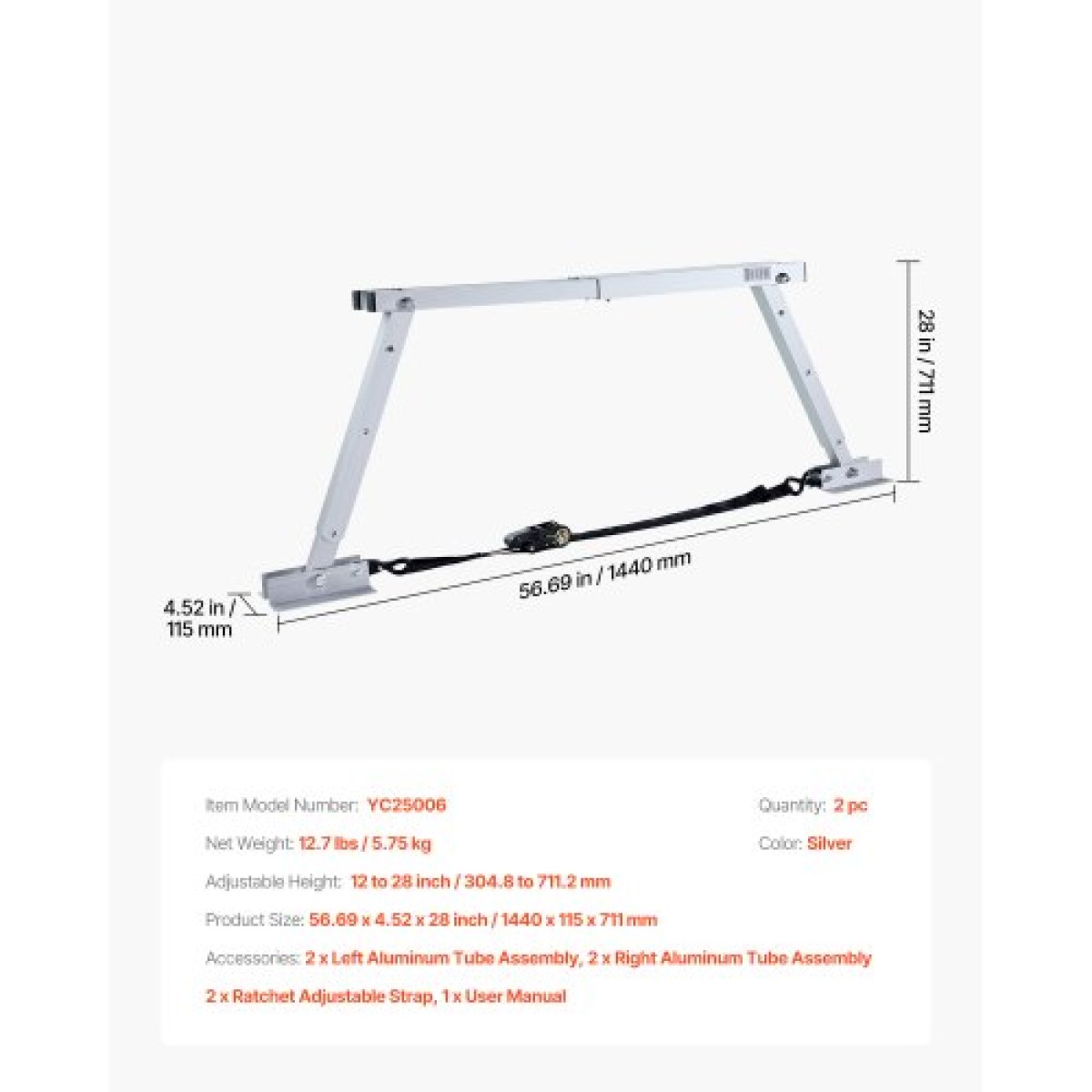 VEVOR Universal RV Stabilizer, RV Bumper Stabilizer για ρυμουλκούμενα, τροχόσπιτα, πέμπτος τροχός, συμπαγής αναδιπλούμενος σχεδιασμός για εύκολη αποθήκευση, ρυθμιζόμενο ύψος από 304,8 mm έως 711,2 mm, μείωση ταλάντωσης RV, 2 τεμ.