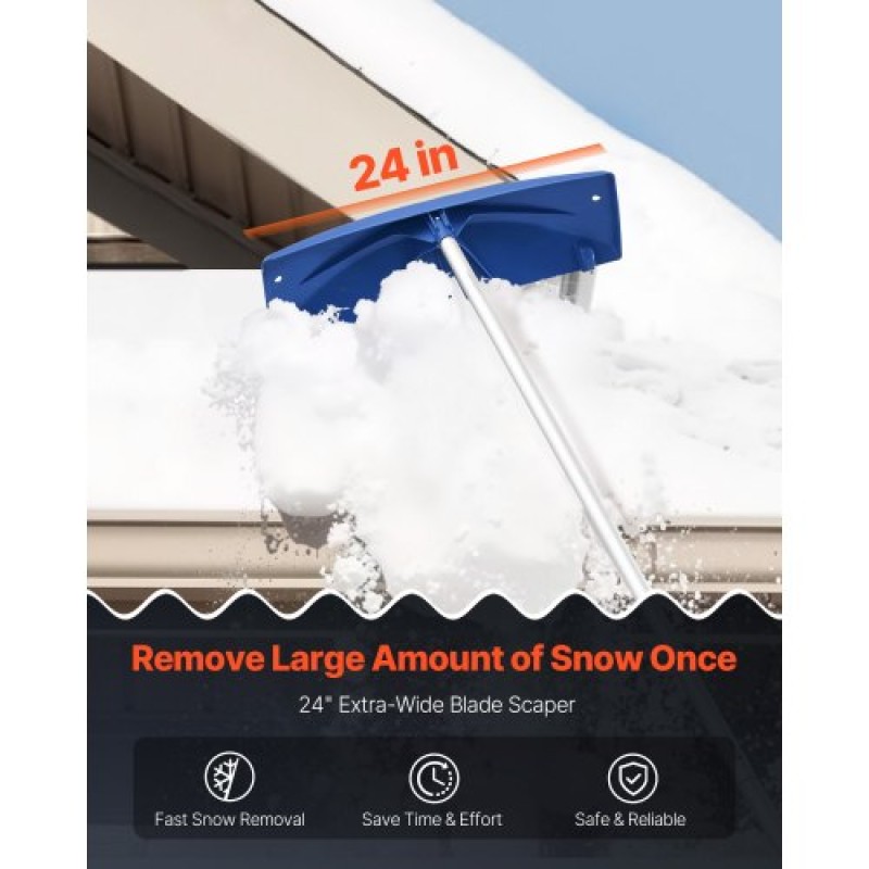 VEVOR Snow Roof Rake, 60cm PP Πλαστική λεπίδα, 1,18-5,55 m Ρυθμιζόμενη ξύστρα οροφής με ρόδες, αντιολισθητικό εργαλείο αφαίρεσης χιονιού με αντιολισθητική λαβή, ελαφριά τσουγκράνα ταράτσας σπιτιού για αφαίρεση συντριμμιών από φύλλα