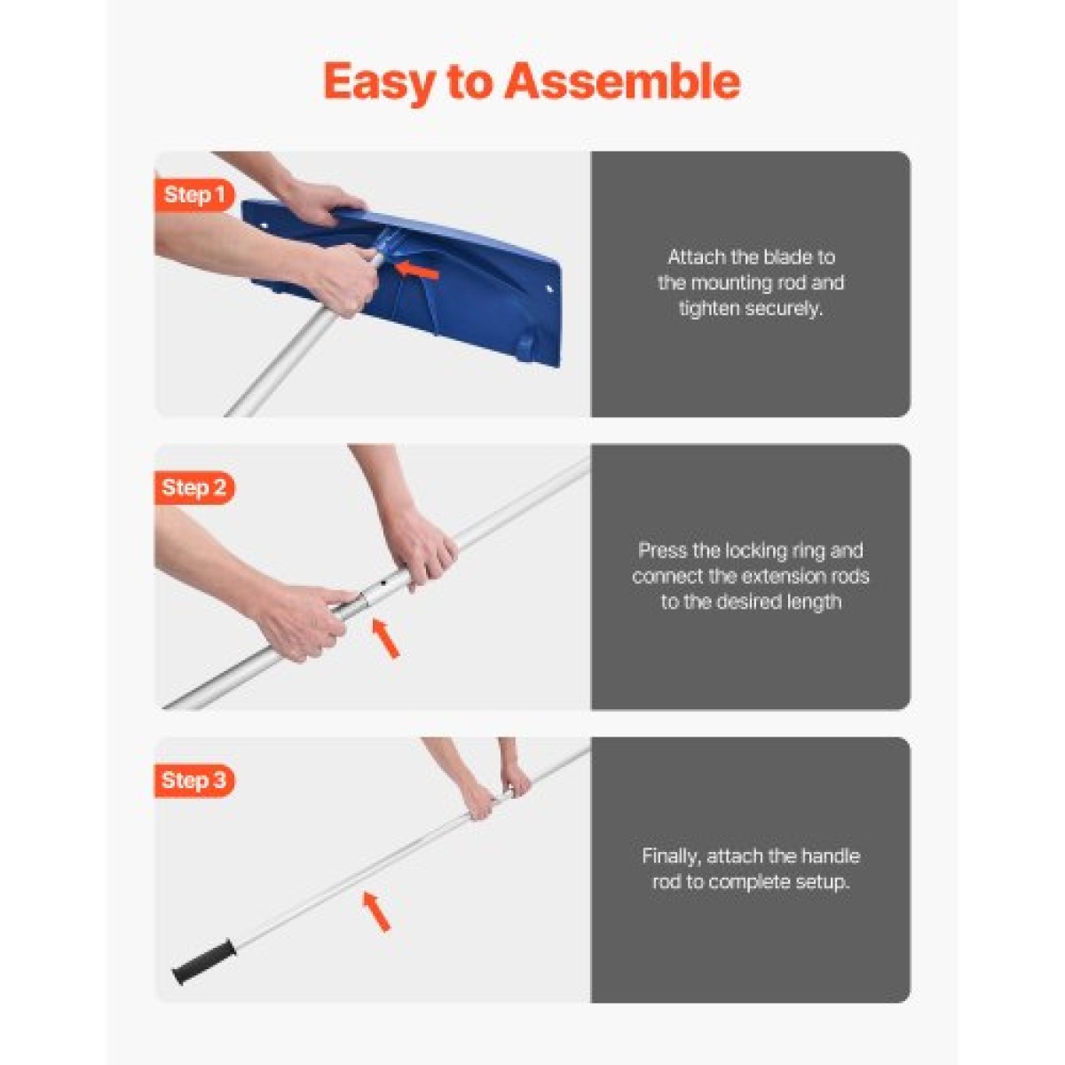VEVOR Snow Roof Rake, 60cm PP Πλαστική λεπίδα, 1,18-5,55 m Ρυθμιζόμενη ξύστρα οροφής με ρόδες, αντιολισθητικό εργαλείο αφαίρεσης χιονιού με αντιολισθητική λαβή, ελαφριά τσουγκράνα ταράτσας σπιτιού για αφαίρεση συντριμμιών από φύλλα