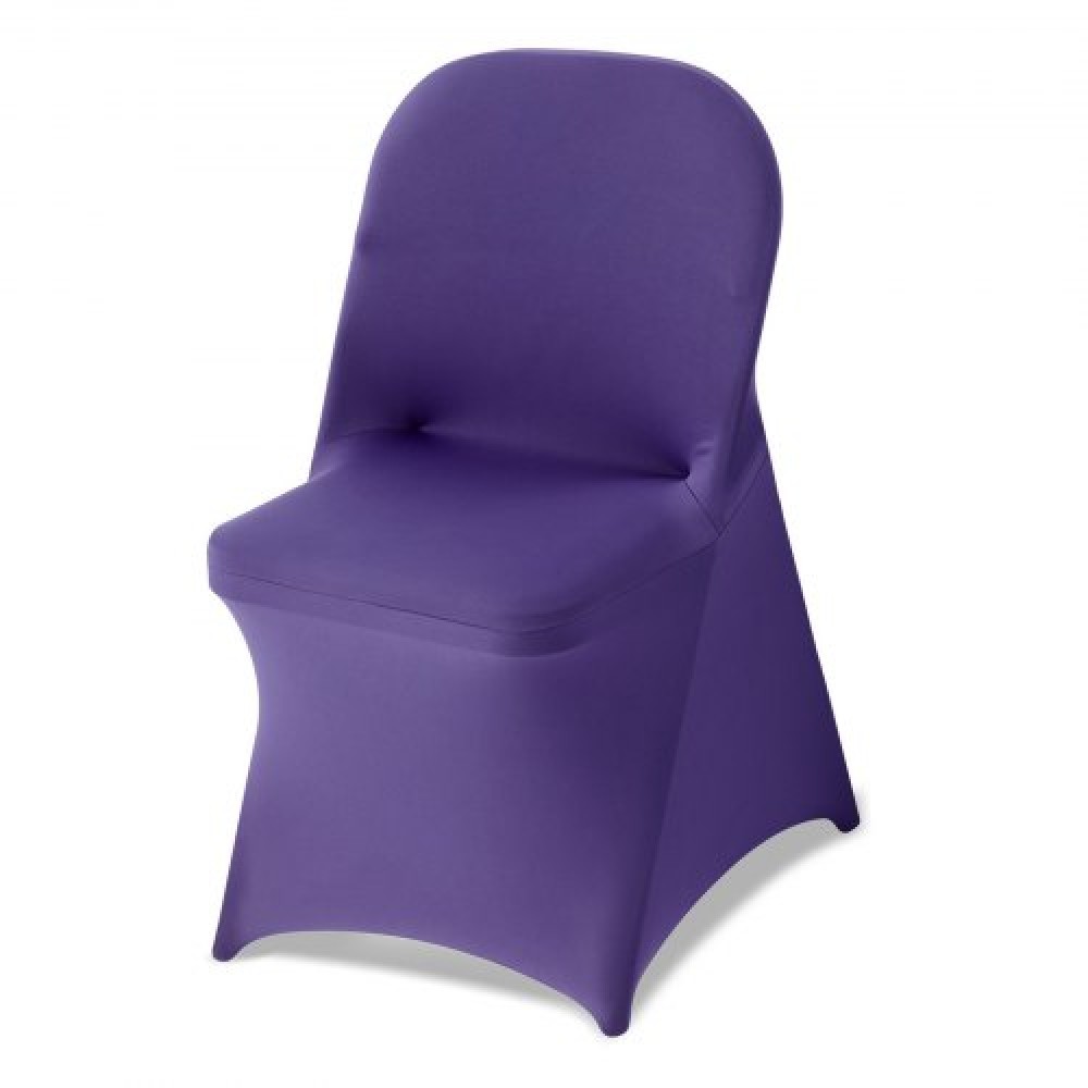 VEVOR 50 Pcs Μωβ καλύμματα καρέκλας, κάλυμμα πολυεστέρα Spandex για καρέκλα, Stretch slipcovers για δείπνο σε δείπνο σε γαμήλια πάρτι, Πλατεία μπροστινά καλύμματα καρέκλας, Ταιριάζει σε διαστάσεις καρέκλας έως 17,72 x 18,11 x 30,31 ίντσες