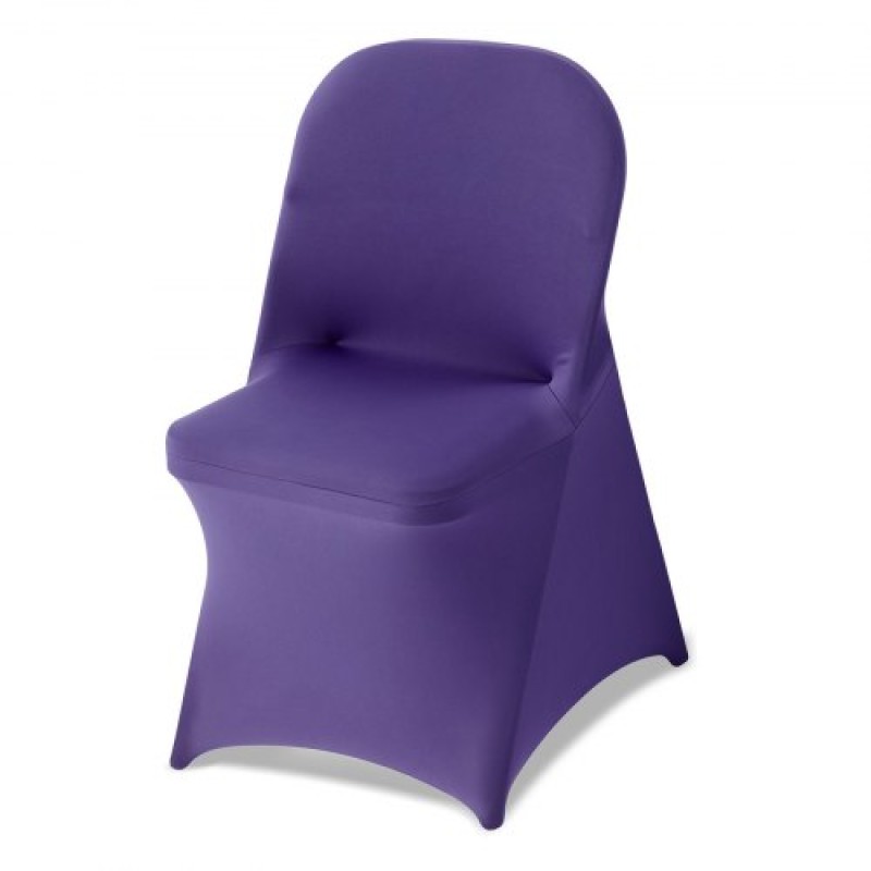 VEVOR 50 Pcs Μωβ καλύμματα καρέκλας, κάλυμμα πολυεστέρα Spandex για καρέκλα, Stretch slipcovers για δείπνο σε δείπνο σε γαμήλια πάρτι, Πλατεία μπροστινά καλύμματα καρέκλας, Ταιριάζει σε διαστάσεις καρέκλας έως 17,72 x 18,11 x 30,31 ίντσες