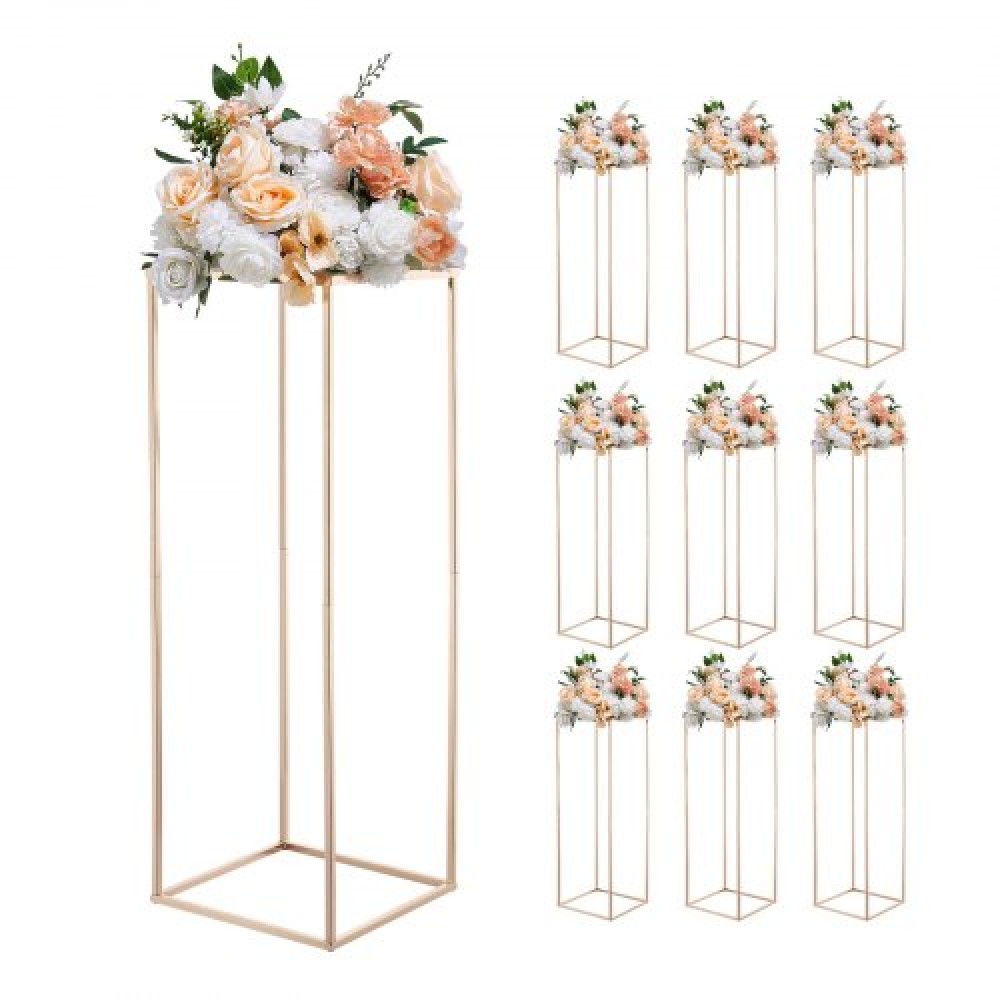 VEVOR Wedding Flower Stand, 10PCS 31,5 ιντσών Stand λουλουδιών, Floral stands με μεταλλικό laminate, ορθογώνια φλοράλ επίστρωση για γάμο, πάρτι, γενέθλια, σπίτι, γαλλικά χρυσά stand
