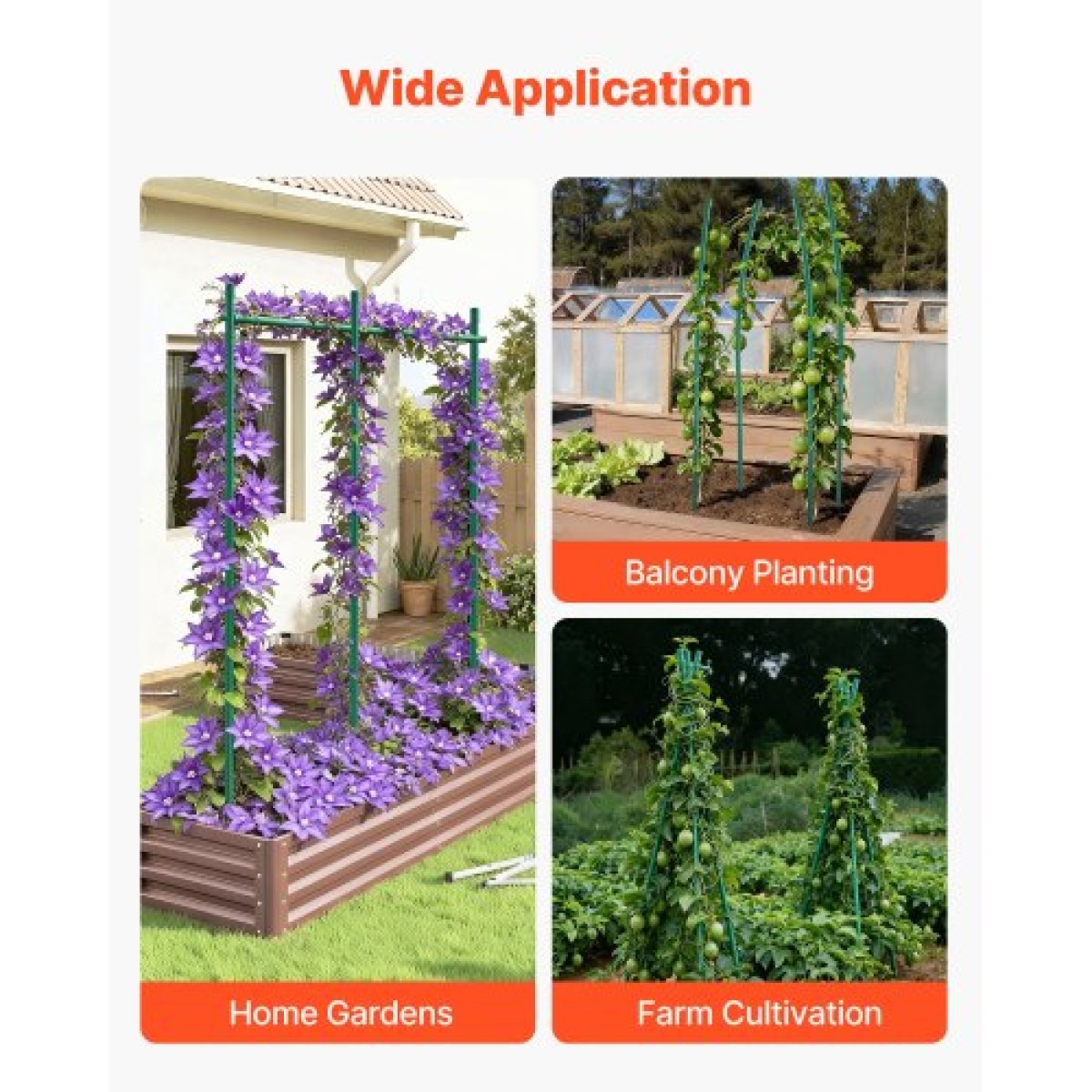VEVOR Garden Stakes, 25 Pack, 2100 mm, Μεταλλικοί πάσσαλοι ντομάτας με πλαστική επικάλυψη, Garden Sticks για στήριξη φυτών, με μυτερό άκρο και αντιολισθητικά εξογκώματα για καλλιέργεια αναρριχώμενων φυτών, λαχανικά εξωτερικού χώρου