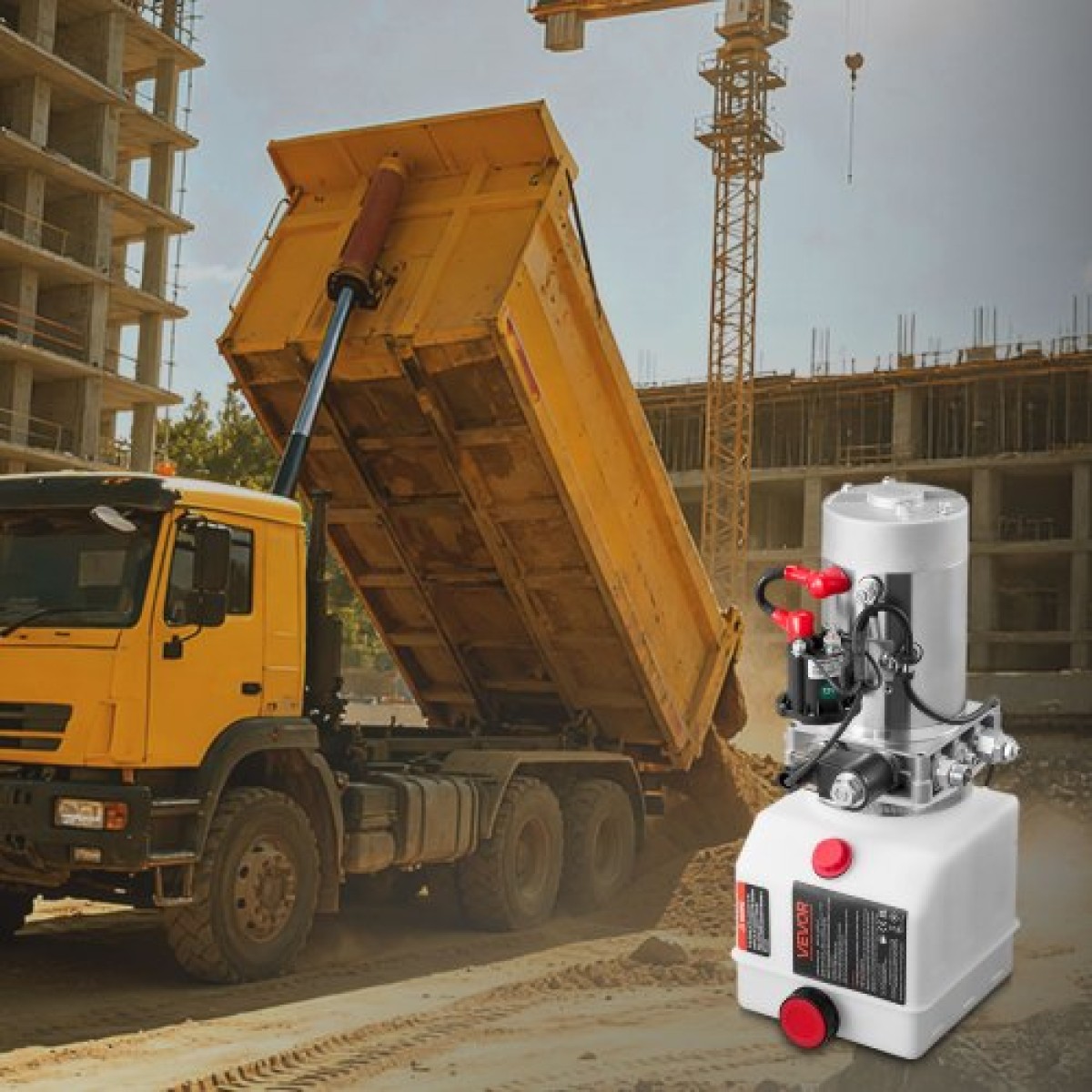Υδραυλική μονάδα VEVOR 4 L, Αντλία Dump Trailer Single Acting, Max Relief Pressure 22 MPa & 3,4 L/min Ρυθμός ροής, DC 12V Υδραυλική αντλία με μεταλλική δεξαμενή για ανύψωση αυτοκινήτου Dump Trailer