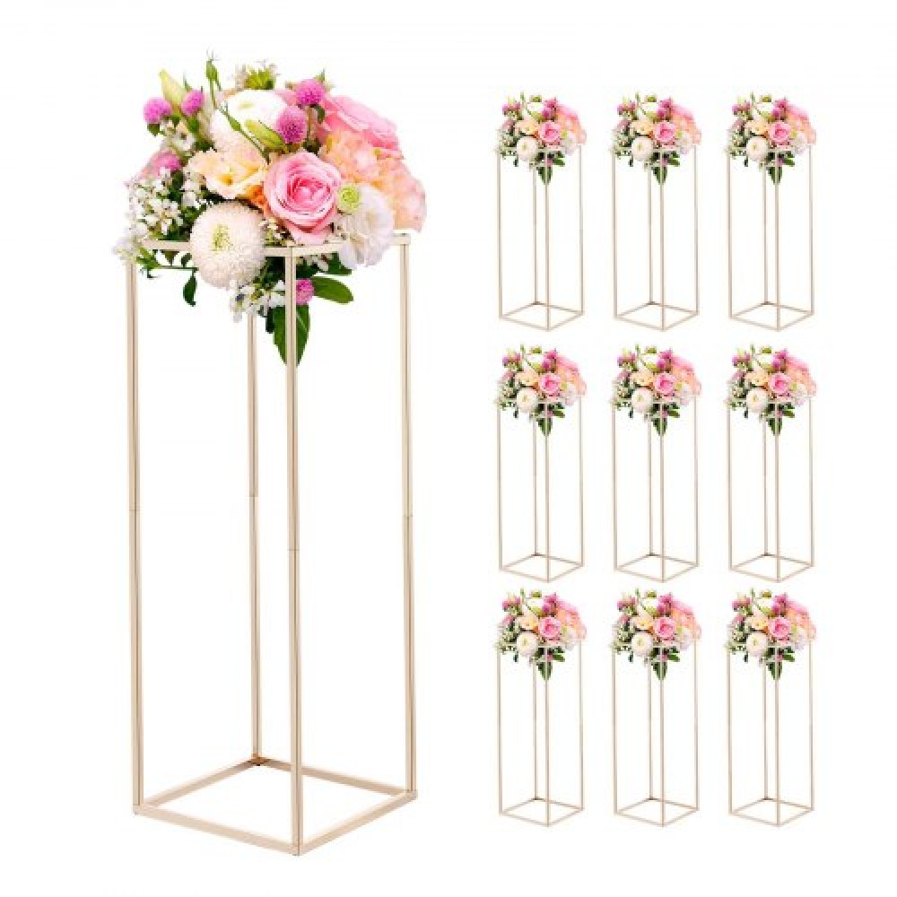 VEVOR Wedding Flower Stand, 10PCS 31,5 ιντσών Stand λουλουδιών, Floral stands με κρυφή βίδα, ορθογώνια κυβική φλοράλ επίστρωση για γάμο, πάρτι, γενέθλια, σπίτι, γαλλικά χρυσά stand