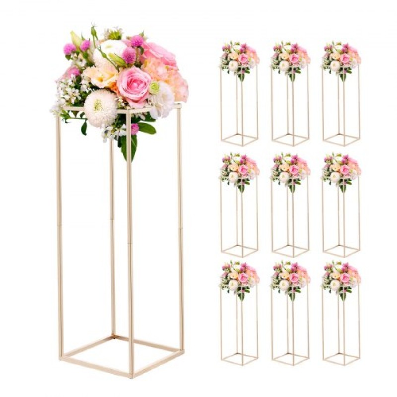 VEVOR Wedding Flower Stand, 10PCS 31,5 ιντσών Stand λουλουδιών, Floral stands με κρυφή βίδα, ορθογώνια κυβική φλοράλ επίστρωση για γάμο, πάρτι, γενέθλια, σπίτι, γαλλικά χρυσά stand