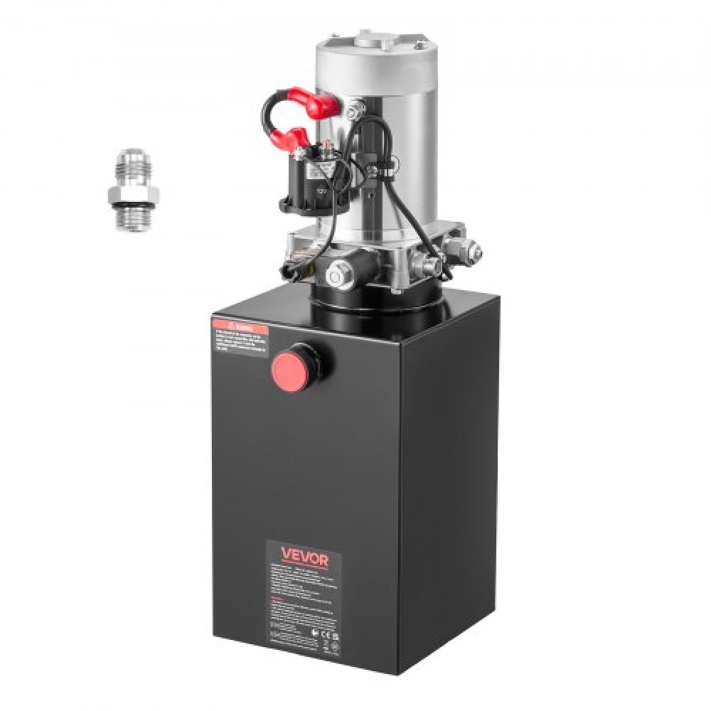 VEVOR 15 L Hydraulic Power Unit, Single Acting Dump Trailer Pump, 22 MPa Max Relief Pressure & 3.4 L/min Flow Rate, DC 12V Hydraulic Pump with Metal Reservoir for Dump Trailer Car Lifting