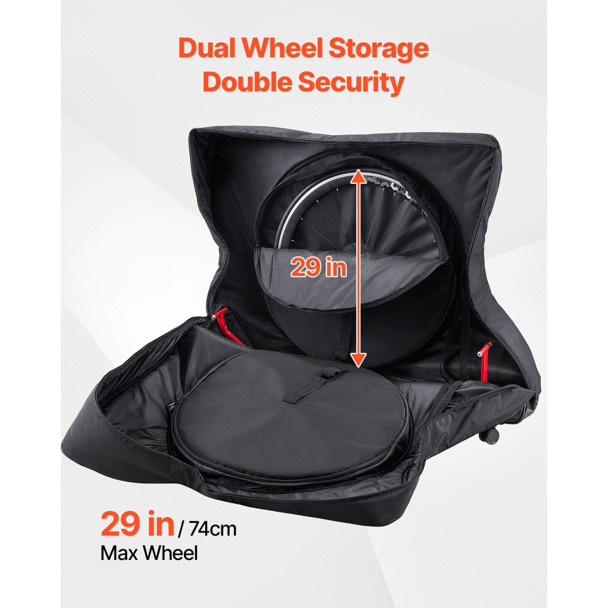 VEVOR Bike Travel Bag, Road Bike Bag Road Bicycle Storage Carry with TSA Lock & Dual Zipper, Μαύρη θήκη ποδηλάτου Μεταξόνιο 94-106 cm για αεροπορικά ταξίδια, εξωτερική χρήση, αεροπλάνο, αυτοκίνητο, τρένο, μεταφορά μετρό