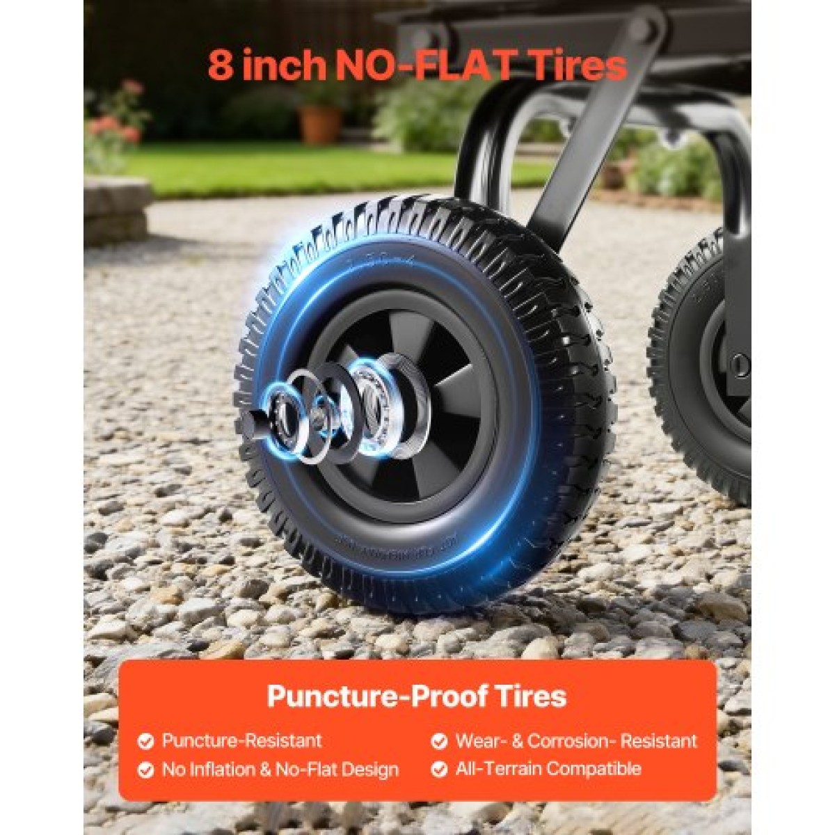 VEVOR Garden Dump Cart, 181 kg Poly Dump Cart, Garden Carts Dumps Wagon με μηχανισμό Quick-Dumps 90°, περιστρεφόμενους τροχούς 180°, εύκαμπτα περιστρεφόμενα ρουλεμάν 270°, Yard Wagon για φυτά, έδαφος, καλλιέργειες