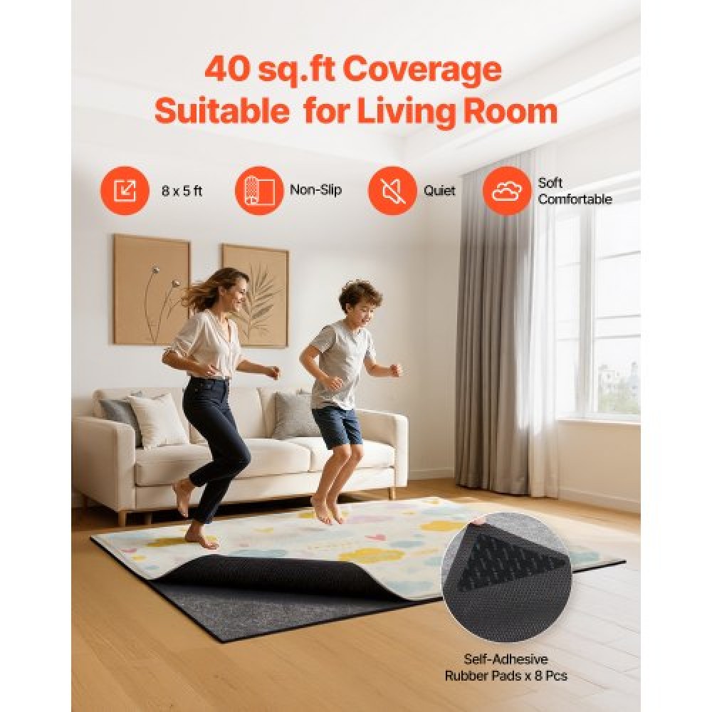 VEVOR Rug Pad 2,44 x 1,52 m, Αντιολισθητικό μαξιλάρι για χαλιά, επένδυση χαλιού με μαξιλάρι από τσόχα διπλής επιφάνειας & λαστιχένια λαβή, προστασία δαπέδου από σκληρό ξύλο για όλα τα δάπεδα, φινιρίσματα, κρατά τα χαλιά στη θέση τους