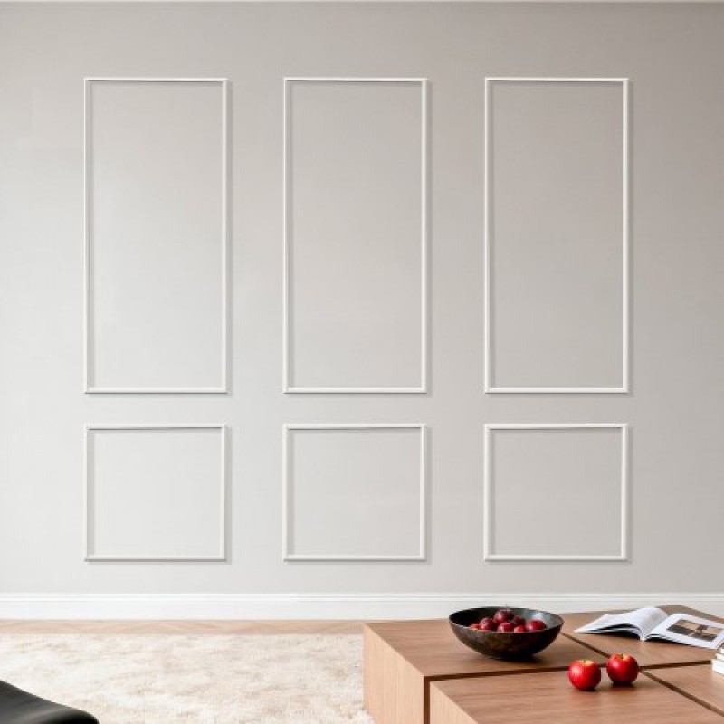VEVOR Wall Molding 3 Pack, Κιτ πάνελ με ρολό, Ελαφρύ βαμμένο πολυστυρένιο, εύκολο στην εγκατάσταση, αδιάβροχο διακοσμητικό τοίχου για εσωτερική διακόσμηση σαλόνι, υπνοδωμάτιο, λευκό (61x137 + 61x61 cm)