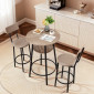 VEVOR Bar Table, 3PCS 596,9mm Bars Σετ Τραπεζών, Σετ Τραπέζια Μπαρ και Καρέκλα με Στρογγυλεμένες Γωνιές, Στρογγυλό Τραπέζι Παμπ με Δύο Σκαμπό για Γραφείο, Γωνία Πρωινού, Μίνι Μπαρ, Ανοιχτό Γκρι, Μαύρο