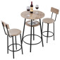 VEVOR Bar Table, 3PCS 596,9mm Bars Σετ Τραπεζών, Σετ Τραπέζια Μπαρ και Καρέκλα με Στρογγυλεμένες Γωνιές, Στρογγυλό Τραπέζι Παμπ με Δύο Σκαμπό για Γραφείο, Γωνία Πρωινού, Μίνι Μπαρ, Ανοιχτό Γκρι, Μαύρο