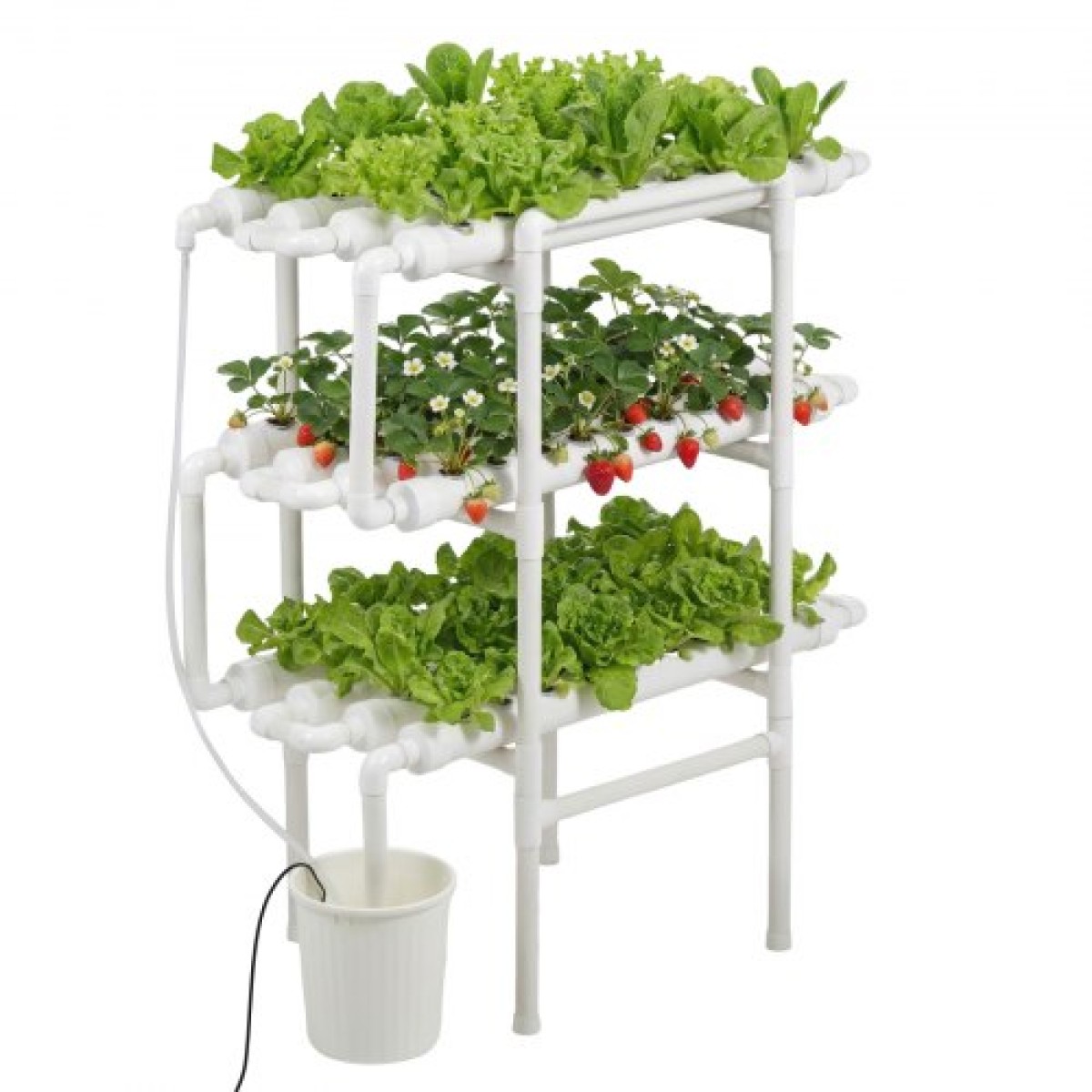 VEVOR Hydroponics Growing System Kit, 3-Tier 108 Sites UPVC Pipe Hydroponic Grow Kit with Timed Igration, Thykened Hydroponic Pipes, Indoor Home Garden Vegetable Planting Kit for Fruit Herb