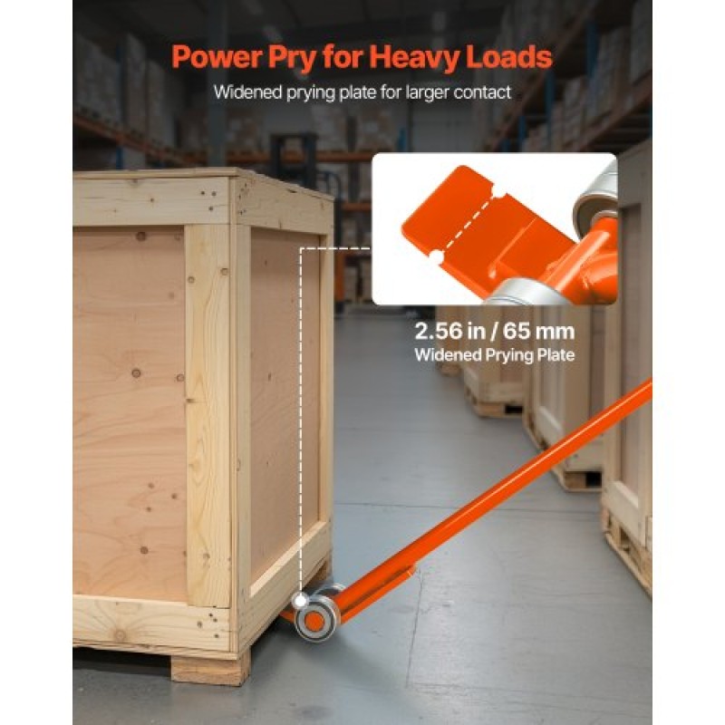 VEVOR Prylever Bar, 2994 kg Weight Capacity, 1.4 m Carbon Steel Handle Lever Dolly, Pry Lever Bar with Wheels for Large Pallets, Heavy Items, Concrete Blocks, Heavy Duty Equipment Handling, 2 Pack