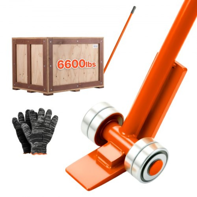VEVOR Prylever Bar, 2994 kg Weight Capacity, 1.4 m Carbon Steel Handle Lever Dolly, Pry Lever Bar with Wheels for Large Pallets, Heavy Items, Concrete Blocks, Heavy Duty Equipment Handling, 2 Pack