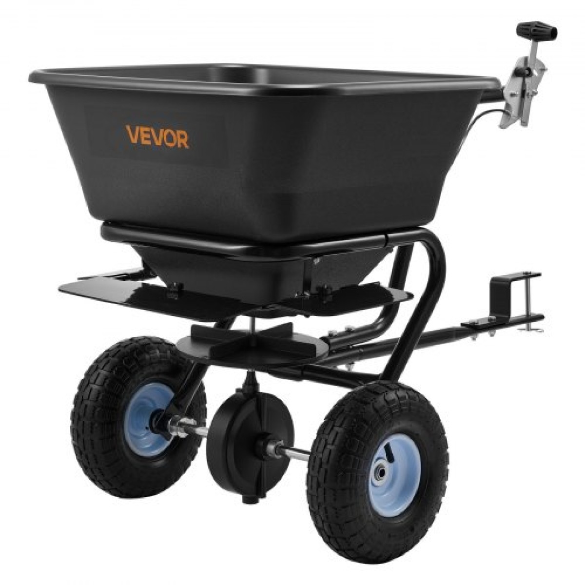 VEVOR Tow Behind Lawn Spreader, 3m Spreading Width, Garden & Lawn Spreader with Universal Hotch, χωρητικότητα 38,6kg & 10 in All-Terrain Tires, Seed Fertilizer Broadcast Spreader for ATV UTVs