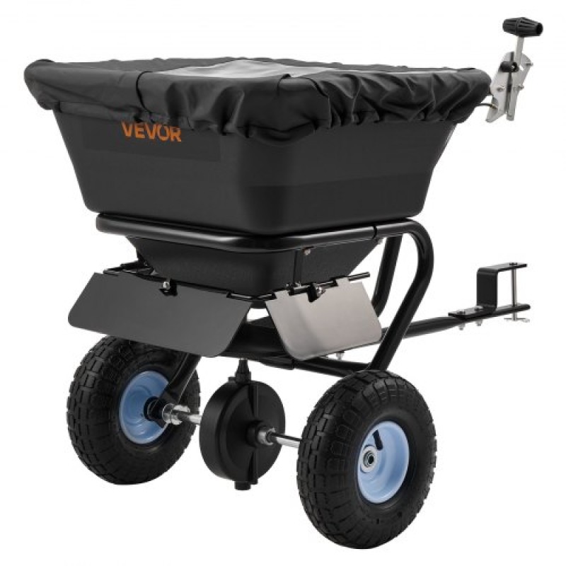 VEVOR Tow Behind Lawn Spreader, 3m Spreading Width, Garden & Lawn Spreader with Universal Hotch, χωρητικότητα 38,6kg & 10 in All-Terrain Tires, Seed Fertilizer Broadcast Spreader for ATV UTVs