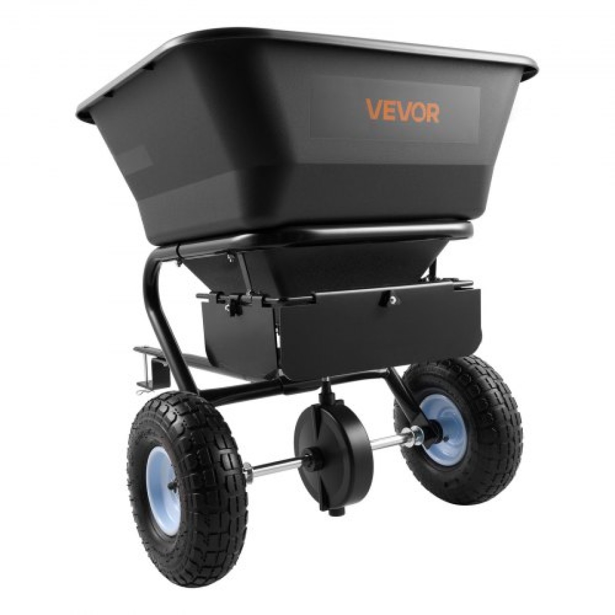 VEVOR Tow Behind Lawn Spreader, 3m Spreading Width, Garden & Lawn Spreader with Universal Hotch, χωρητικότητα 38,6kg & 10 in All-Terrain Tires, Seed Fertilizer Broadcast Spreader for ATV UTVs