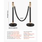 VEVOR Stanchion Post, 8 τμχ Σετ Crowd Control Barrier με 6 Μαύρα Βελούδινα Σχοινιά, Ανοξείδωτο ατσάλι Stanchion Post Queue με κούφια βάση για θέατρο, πάρτι, γάμο, έκθεση, εκδήλωση (Μαύρο)