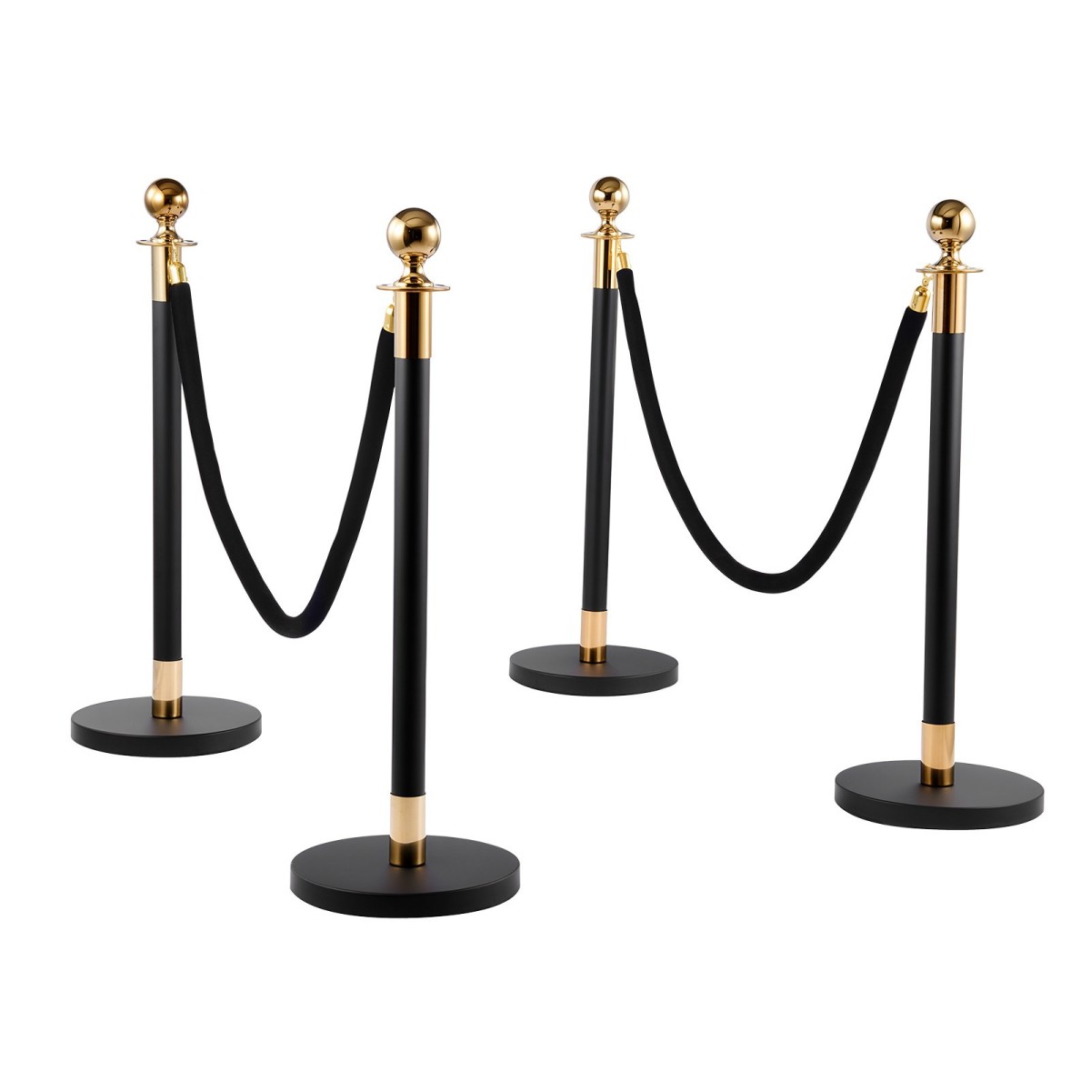 VEVOR Stanchion Post, 8 τμχ Σετ Crowd Control Barrier με 6 Μαύρα Βελούδινα Σχοινιά, Ανοξείδωτο ατσάλι Stanchion Post Queue με κούφια βάση για θέατρο, πάρτι, γάμο, έκθεση, εκδήλωση (Μαύρο)
