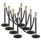 VEVOR Stanchion Post, 8 τμχ Σετ Crowd Control Barrier με 6 Μαύρα Βελούδινα Σχοινιά, Ανοξείδωτο ατσάλι Stanchion Post Queue με κούφια βάση για θέατρο, πάρτι, γάμο, έκθεση, εκδήλωση (Μαύρο)