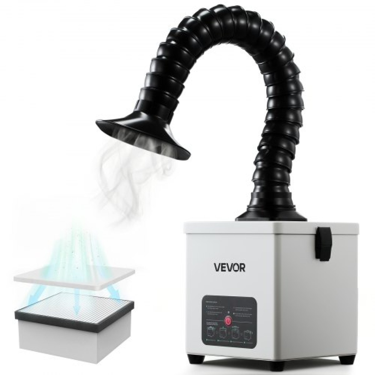 VEVOR Solder Fume Extractor, 3-Stage Filtration Soldering Smoke Absorber με 180 m³/h ισχυρή αναρρόφηση & ροή αέρα 3 επιπέδων, συμπαγής επιφάνεια εργασίας Brushless Smoke Extractor για συγκόλληση DIY